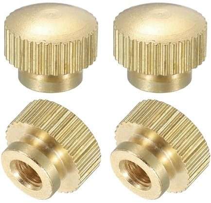 QUARKZMAN Gerändelte Daumenmuttern, 4 Stück M4 x D10mm x H8mm Messing Griffmuttern Rändelmuttern mit Hohem Kopf Befestigungselemente für 3D-Drucker-Teile Druckbett