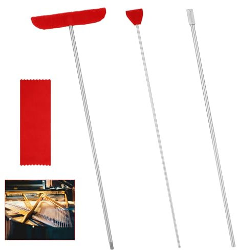 4St Klavier Reinigungsset, Großer und Kleiner Bürstenkopf Reinigungswerkzeug mit Verlängerungsstange und Weichem Fasertuch Klavier Piano Reinigungsset