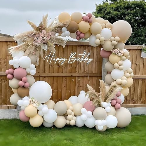 Kit Arche de 113 Ballons Premium, Décoration Époustouflante et des Moments Mémorables, La Meilleure Qualité pour Anniversaires, Mariages et bien Plus, Rose rétro, Sable Blanc, Bisque, Blanc Mat
