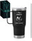 Maverton Mug Isotherme Noir 600 ml en Acier Inoxydable avec Brosse de Nettoyage - Gobelet avec Paille et Couvercle gravé - Cadeau Anniversaire Femme - Idee Cadeau Femme chat