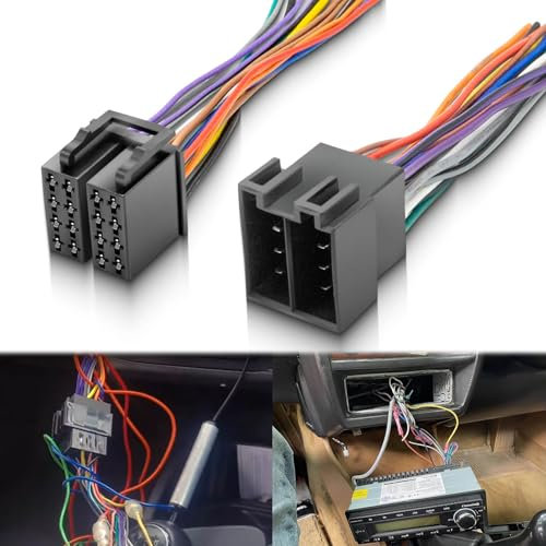 Datrenm 16 Pin ISO Radio Wire Harness Adapter Male & Female Fits for Peterbilt Freightliner Semi Truck International Volvo Sterling Mack Kenworth Stereo Connector to JVC Pioneer Kenwood Sony Android