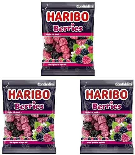 Haribo Berries, Caramelle Gommose, Gusto Frutta (More e Lamponi), Ideali per Feste e Dolci Momenti di Relax - 175gr (Confezione da 3)