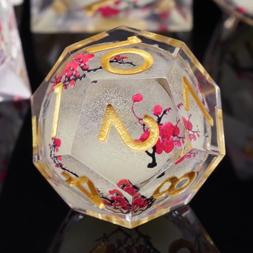 ORUZA 7 Stück Polyedrische DND Würfel Set Liquid Core D&D Würfel D4 D6 D8 D10 D12 D20 D% Treibsand Spielwürfel für Dungeons and Dragons RPG MTG Pathfinder Rollenspiele