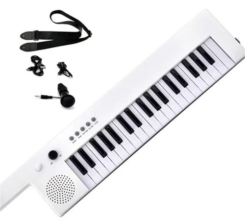 Electronic Keyboard Portable 37 Key Electronic Keyboard Piano Mini Electronic Organ Keyboard Guitar Style(White)