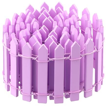 Mini Staccionata in Legno, Recinzione da Giardino in Miniatura, Recinto Miniatura 90 x 5 cm, per Giardino Delle Fate, Terrario, Casa Delle Bambole, Bonsai (Viola chiaro)