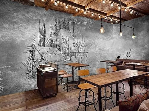 Papier Peint Intissémotif De Brique De Cimentposter Geant Mural Pour Salon Chambre Chambre Restaurant Décoration Murale 300Cm(W)*210Cm(H)