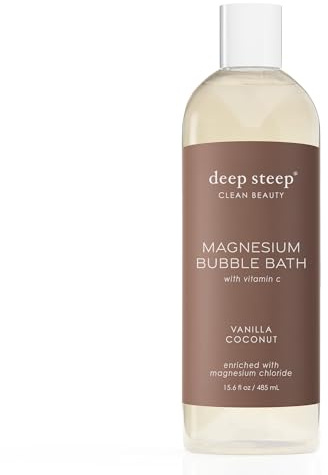 Deep Steep Magnesium Bubble Bath, 15.6 oz – Foaming Soak with Magnesium, Coconut Oil, Aloe, Vitamin C, Shea Butter & Argan Oil – Vegan, Clean Beauty for Stress & Sleep (Vanilla Coconut)