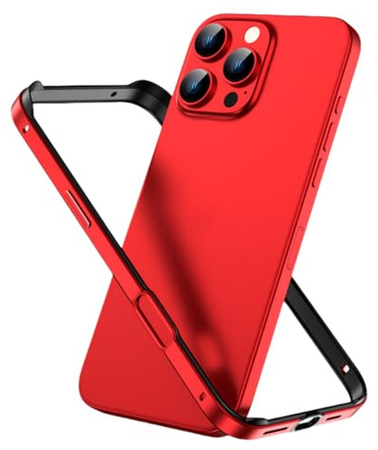 DYZYXJ Aluminium Rahmen Metall Bumper Hülle für iPhone 17 Pro Max, Aluminium Hart Case Slim Metall Rahmen Bumper Cover mit weichem TPU Innenseite für iPhone 17 Pro Max (Rot)