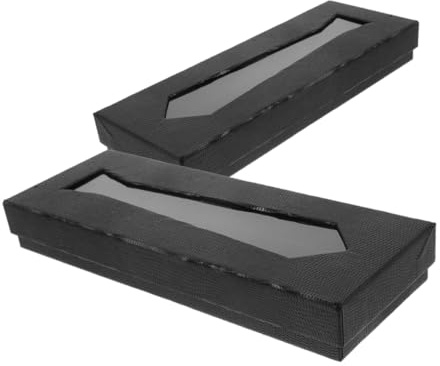 DOITOOL 2 Stück Elegante Krawattenbox für Herren aus Robustem Karton Stilvolles Schwarzes Schlangenleder design Multifunktionale Aufbewahrung für Formelle Krawatten und Kleine Accessoires