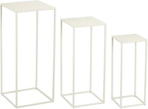 MICA Decorations Quinty Beistelltisch - 3er-Set - L30 x B30 x H70 cm - Metall - Off-White