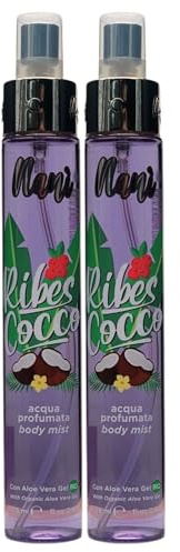 2x Acqua Profumata Con Aloe Vera Gel Bio. Disponibile In Diverse Fragranze Leggere, Intense, Intramontabili, Classiche Ed Eleganti, Da Indossare Tutti i Giorni 75ml (RIBES E COCCO)