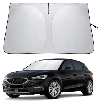 LANTU Protector Solar para Parabrisas De Seat Leon MK4 2020-2026 Plegable Cubierta Protectora Visera con Bolsa De Almacenamiento Bloquea Rayos UV Paraguas Solar