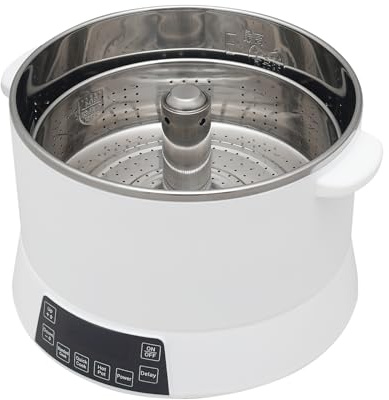 Low Sugar Reiskocher 4L geeignet für 4–6 Personen Rice Cooker mit Messbecher & Reislöffel 1500W, 1000W, 600W Einstellbare Leistung 12H Reservierungszeit (Weiß)