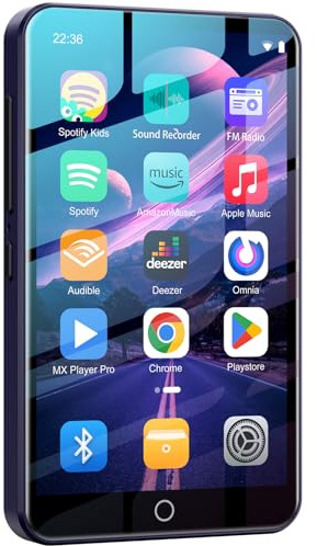 Fanvace Android MP3 Players with Bluetooth WiFi, MP3 & MP4 Players with 4 Touchscreen and Speaker, Spotify MP3 Music Player with Audible, Amazon Music, Parental Controls, Play Store (16GB, Purple)