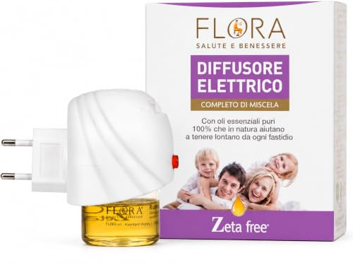 FLORA Zeta Free Diffusore Elettrico 25 ml con Oli Essenziali, Pack 3 Pezzi, Fino a 30 Notti, liberi da ogni fastidio. NON E' UN BIOCIDA