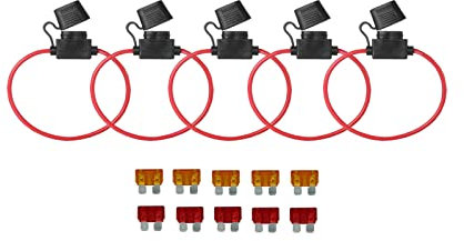 KOLACEN automobile voiture camion en ligne 18 AWG porte-fusible pour régulière standard type de lame Fusible 5 pièces + 10 pièces fusible lame standard 5Apm 10Amp