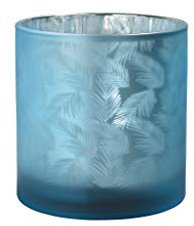 sompex Awhia Windlicht Vase Farne, Farbe:Silber-blau, Größe:15 x 15 cm (M)