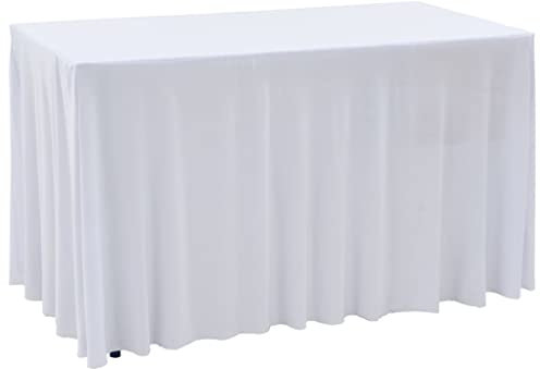 vidaXL 2X Stretch Tischhusse Weiß 183x76x74cm Stretchhusse Tischdecke Husse