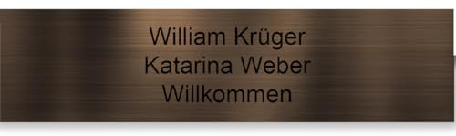 Personalisierte PVC Briefkastenschild mit selbstklebender Rückseite – 10 x 2,5 cm – Lasergravur – 20 Farben verfügbar (Bronze Metallisch)