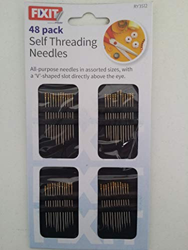 Self Threading Needles Easy Thread Threader Simple Safety Sewing Dressmaker Hand 48pc
