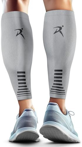 Calf Compression Sleeves for Men & Women (Ideal for Sports, Running, Shin Splints & More) (One Pair) (Grey) (Extra Large) [XL]