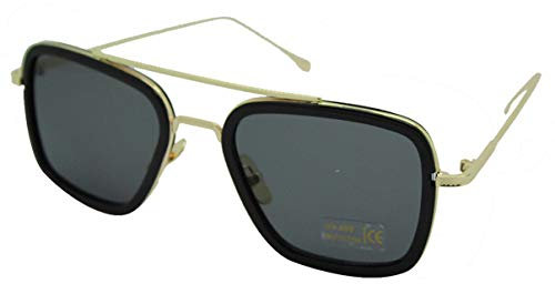Finecy In NEW Men Women Iron Man Stlye Marvel Tony Stark Avengers Spider Man Square Sunglasses Black/Gold