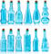 BULK PARADISE Small Blue Vintage Glass Bottles with Corks, Mini Vases, Decorative, Potion, Assorted Design Set of 12 pcs, 4.6 Inch Tall (11.43cm), 1.4 Inch Wide (3.56cm)