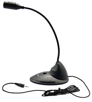 Microphone de Bureau 3,5 mm | Microphone Flexible col de Cygne pour Ordinateur de Bureau,Ordinateur Portable,Skype Podcast | Plug and Play |Nécessite Une Connexion Jack Unique (Micro) | Câble de 1,5m