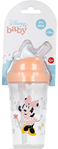 Tazza di cannuccia flessibile per bambini con grafica Disney Minnie 295 ml, senza BPA, lavabile e riutilizzabile