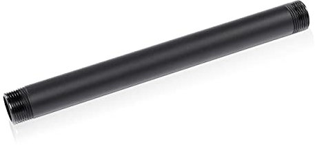 pamo Temperguss Rohr für Möbelbau mit 3/4 Zoll Gewinde für DIY Kleiderstange im Industrial Loft Design | Pulverbeschichtet Wasserrohr in schwarz für Do-It-Yourself Kleiderschrank (60 cm)