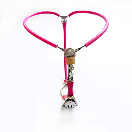 Edelstahl-Unsichtbare Y-Style Keuschheitsgürtel Für Frauen Jungfräulichkeit Unterhose Bondage Keuschheit Keucht Keuschheitsschloss Sex Spielzeug,Rosa,Taille100~110cm