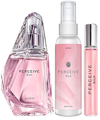 Avon Perceive Silk Set 3 Teile Eau de Parfum 50ml, Taschenspray 10ml und Körperspray 100mlKomposition aus Mandarine, Jasmin, Moschus für Damen