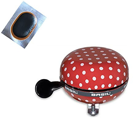 Basil Big Bell Polkadot Fahrrad Klingel Rot/weiße Punkte inkl. Schlauchflicken