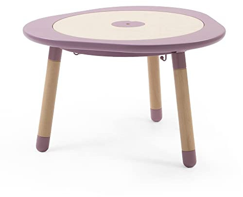 Stokke MuTable, Mauve – Multifunktionaler Kinderspieltisch – Höhenverstellbare Beine – Inklusive Vier doppelseitiger Spielscheiben, einem Puzzle und Einer Tischscheibe aus Naturholz