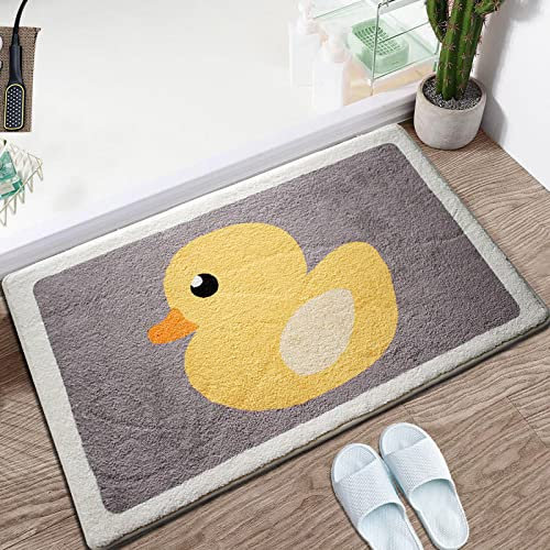ZZDXL Badezimmerteppich Cartoon-Ente Duschvorleger rutschfest Badematte Saugfähig Badvorleger Gross Badteppich Mikrofaser Badteppiche Maschinenwaschbar40×60cm