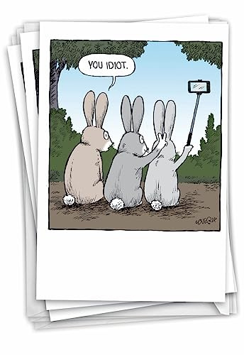 NobleWorks - 3 Stück lustige Geburtstagskarten mit Umschlägen (1 Designs, je 3 Stück) - Bunny Selfies C2750BDG-C3x1
