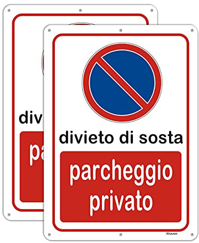 Cartello Divieto Di Sosta Parcheggio Privato 35 X 25cm Segno Parcheggio Privato Segnale Stradale Divieto Di Sosta In Alluminio Impermeabile Antiruggine Resistenza Uso interno ed esterno 2pz