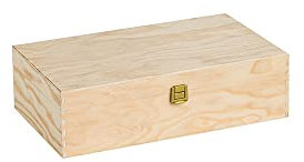 Cassette in legno Caja de Madera contrachapada | 2 Botellas 750 ml |Medida Interna 33.9X19.1X9.3|Estuche/Contenedor Vino/Cerveza | para Cumpleaños Bodas Eventos - Art. STO2