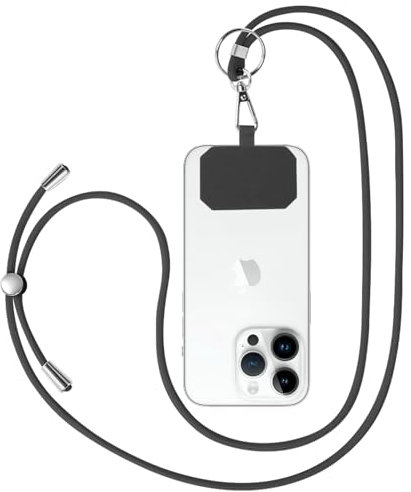 Flintronic Adjustable Universal Phone Lanyard - Cell Cord Tether for Neck, Crossbody, and Wrist - Compatible With Most Cases, Includes Keychain and Patch