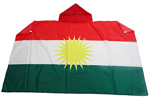 AZ FLAG Bandera de Kurdistán 150 x 90 cm, Capa Bandera Kurda 100% poliéster con mangas integradas, Body Flag kurdo