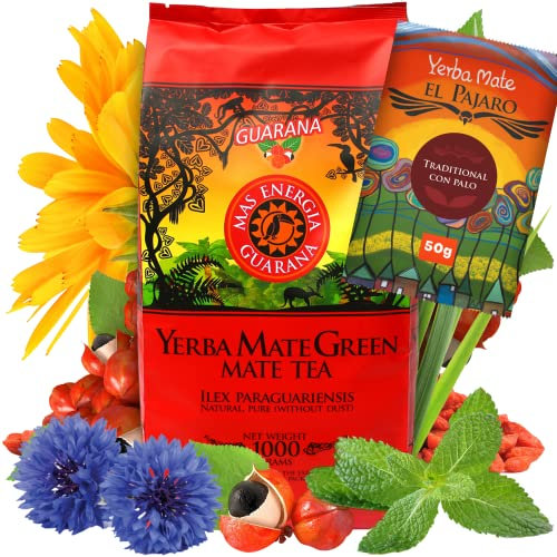 Yerba Mate Green 'Mas Energia Guarana' 1kg – Brasilianischer Mate-Tee mit Guarana & Minze | Fruchtiger Yerba Mate Tee | Natürliche Energie ohne künstliche Zusätze | Vegan