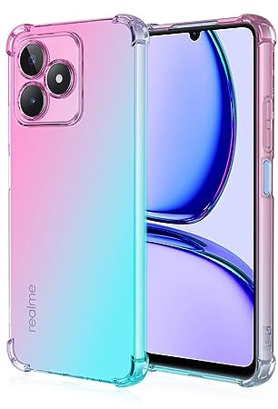 Topme Funda para Teléfono para Realme C53 / Realme C51 / Realme Note 50 (6.74 Inches), Funda para Teléfono Móvil con Gradiente de Color Transparente de Silicona Suave de TPU - Rosado Verde