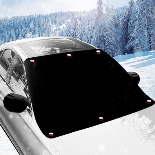 mizikuu Parasol Coche Delantero, Protector de Parabrisas, Plegable Parabrisas Toldo Coche Hielo Protege de Rayos Antihielo y UV, Lluvia, Nieve, 210 x 120 cm
