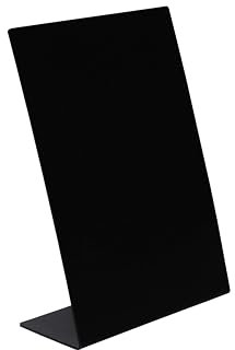 Exacompta - Réf. 85230D - 1 Support à messages incliné vertical A5 en ardoise, tableau noir pour restaurant, menus, food truck, fête, mariage - Dimensions 15,3 x 6,3 x 20 cm - Coloris noir