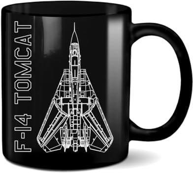 Future of Flight F-14 Tasse mit Tomcat Schematic, 325 ml, Schwarz
