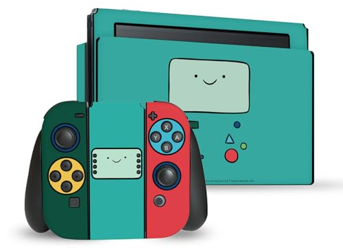 Head Case Designs Offizielle Adventure Time BMO Graphics Vinyl Haut Gaming Aufkleber Abziehbild Abdeckung kompatibel mit Nintendo Switch Console & Dock & Joy-Con Controller Bundle