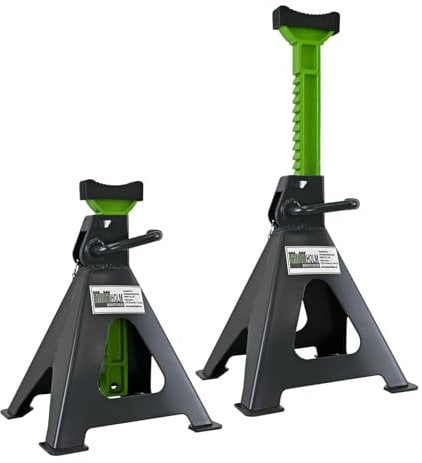 TRUTZHOLM Unterstellbock Achsstützen Abstellbock 2 Stück, 6 Tonnen Traglast pro Stütze (12T pro Paar) Höhe von 380-600 mm mit Einhebelbedienung, 10 stufige Höhenverstellung