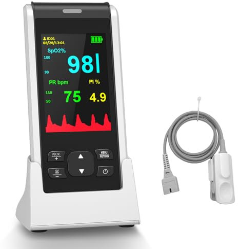 HealthTree Rechargeable Fingertip Pulse Oximeter,Handhold Pulse Oximetry,Finger Blood Oxygen Saturation Monitor with SpO2 & Pulse Rate,Portable Oxygen Meter Finger for Adults At Home School Travel Use