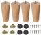 LCOUACEO Patas para Muebles Madera 4 Piezas Patas de Madera de Sofá 12cm Patas de Madera para Muebles Patas de Mesa de Madera con Placa de Montaje Tornillos y Protector Antideslizante