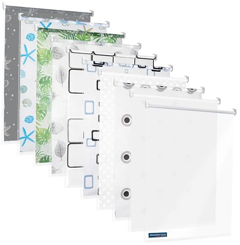 TEXMAXX® Duschrollo für Badewanne mit Seitenzug - Verschiedene Breiten/Duschvorhang Badewanne/Badewannenvorhang/Badewanne Vorhang - 160cm breit x 240cm inkl. Zubehör - Motiv Quadrate